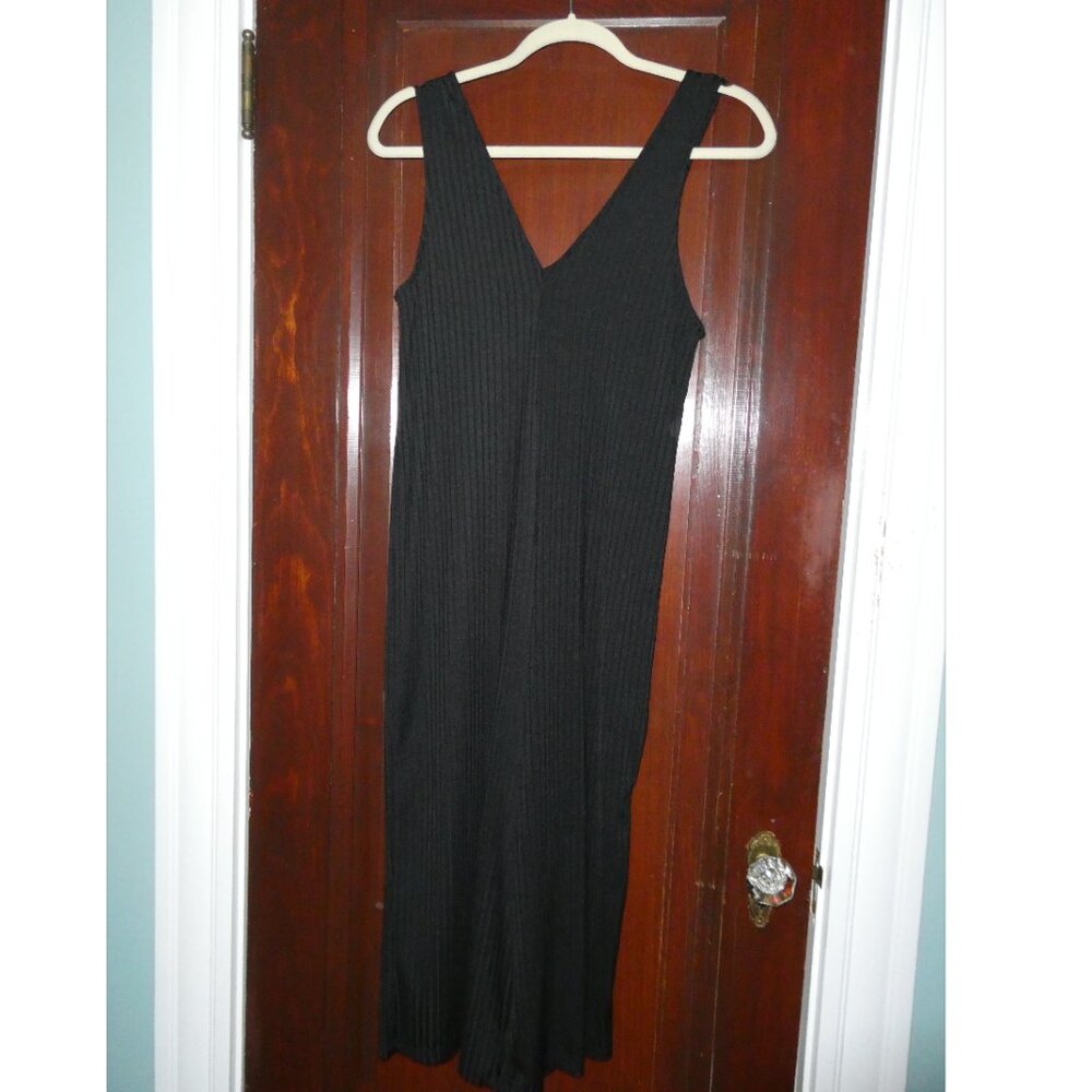 Ribbed Black Palazzo Jumpsuit | Wide Leg | Sleeveless
